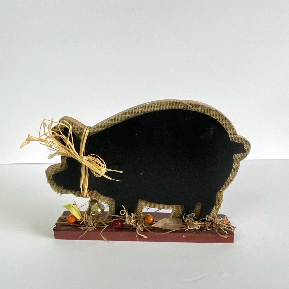 Rustic Farmhouse Pig Chalkboard Decor Table Accent